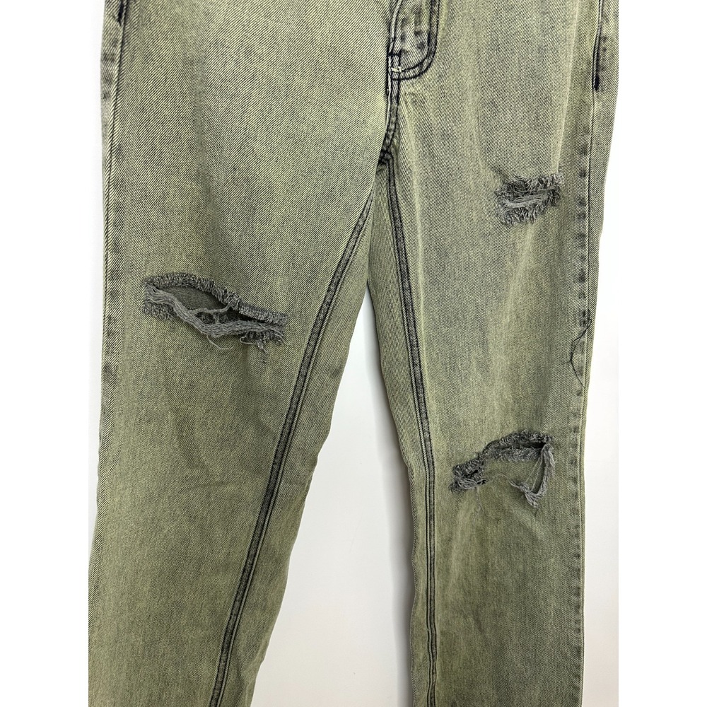 BDG Cowgirl Jean Green Acid Wash Distressed Straight Leg Raw Hem Denim Size 25 - Picture 4 of 14